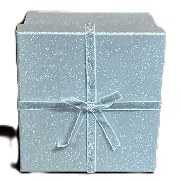 Sheffield Home Paper Goods Empty Square Silver Glitter Gift Box with Bow - Picture 2 of 6